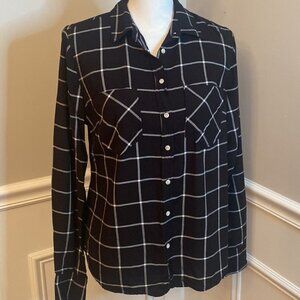 Black and white flannel button up size medium Plaid